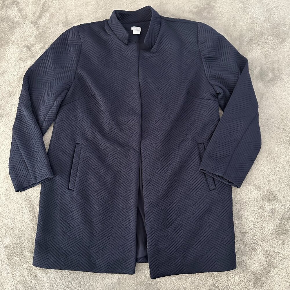 Women's Navy Quilted Long Coat